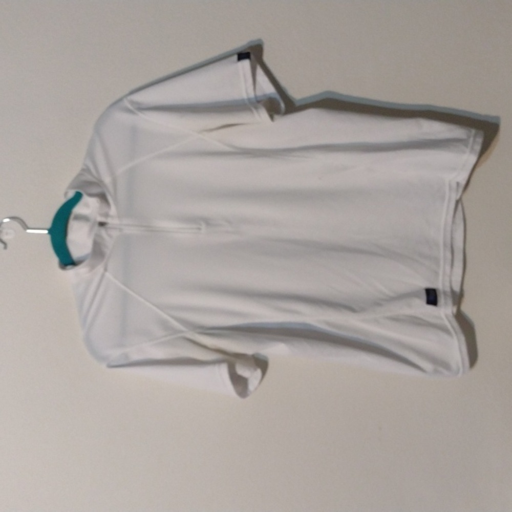 Irideon white zip front short sleeve shirt 1X